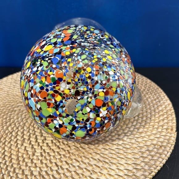 Home Studio Baja Confetti Hand Blown Glass WATER LEMONADE MARGARITA Pitcher - Picture 6 of 7